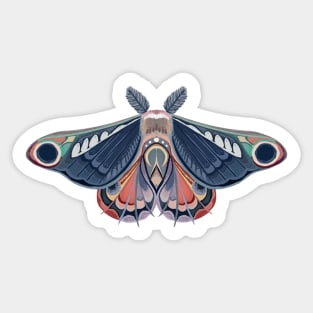 Moth sticker  blue, orange and lila pastel Sticker